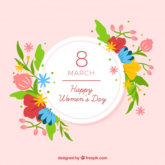 Flat background for women's day with flowers Free Vector