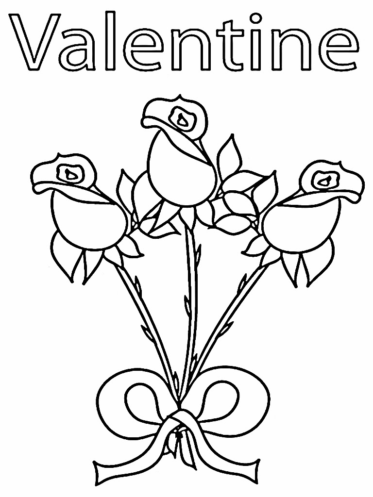valentine flowers coloring pages free - photo #23
