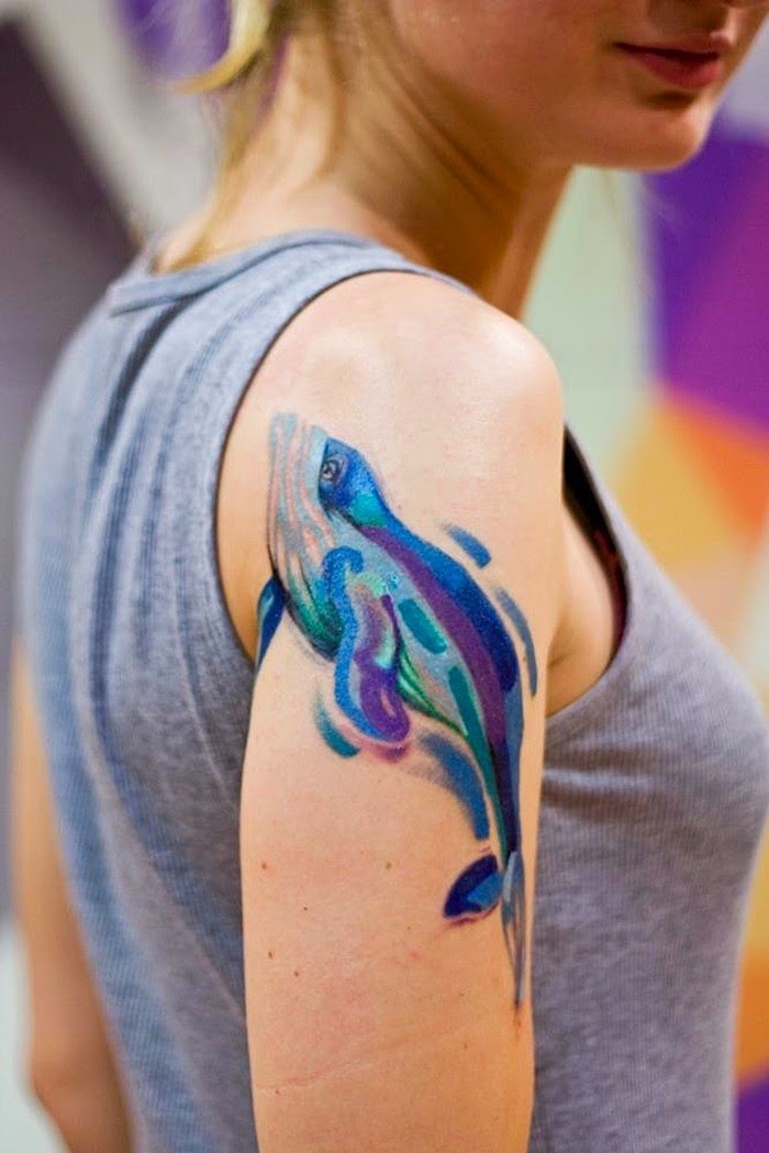 tatuaje ballena acuarela