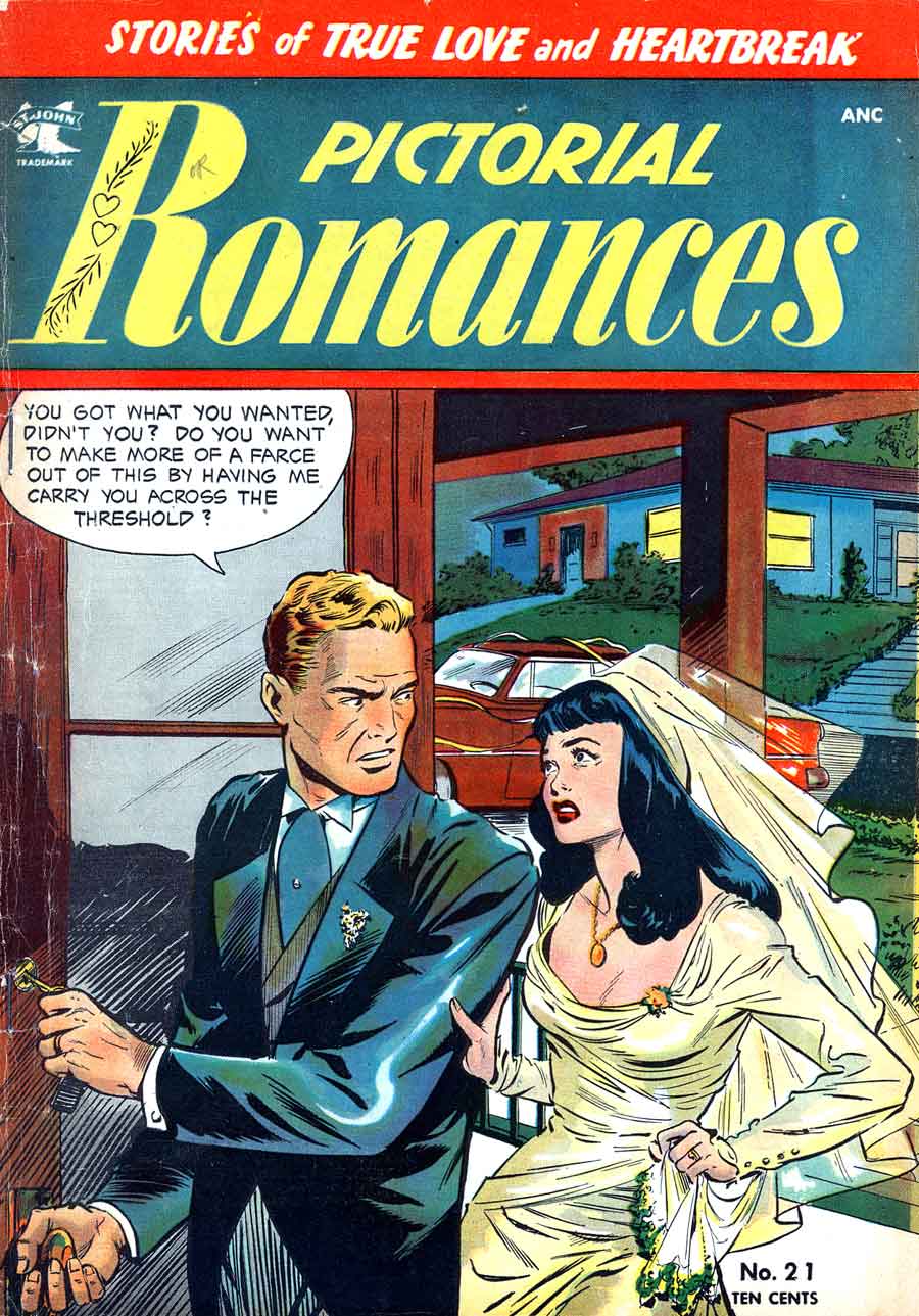 Pictorial Romances #21 st. john golden age 1950s romance comic book cover art by Matt Baker
