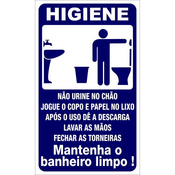 Placa de higiene jogue o lixo no lixo dê a descarga lave bem as mãos - Trik