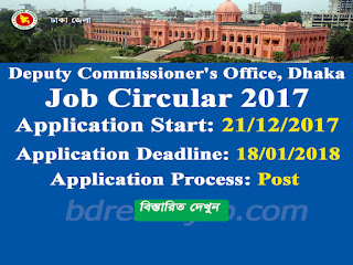 Deputy Commissioner's Office, Dhaka Job Circular 2017 
