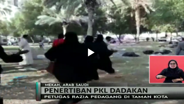 Pedagang Lari Kalang Kabut Dikejar Satpol PP, Jamaah Haji Bingung Harus Bayar Ke Siapa?