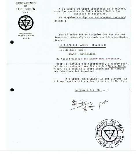 Memphis Misraim Martinist Gnostic Church Mason Elus Coens