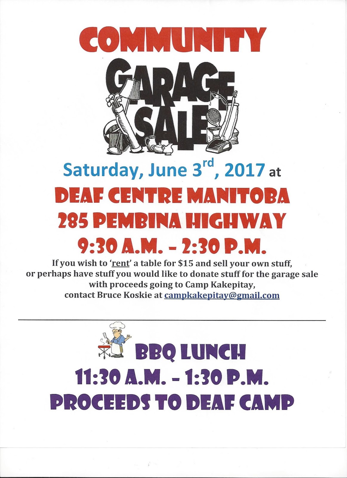 deaf centre manitoba inc community garage sale saturday june 3rd