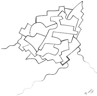 Zeichnung Bild / painting picture : Bergpuzzle / mountain-jigsaw