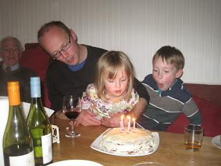 Blowing out candles on the birthday cake
