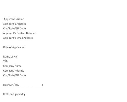 Manager Job Application Letter Manager Job Application Letter