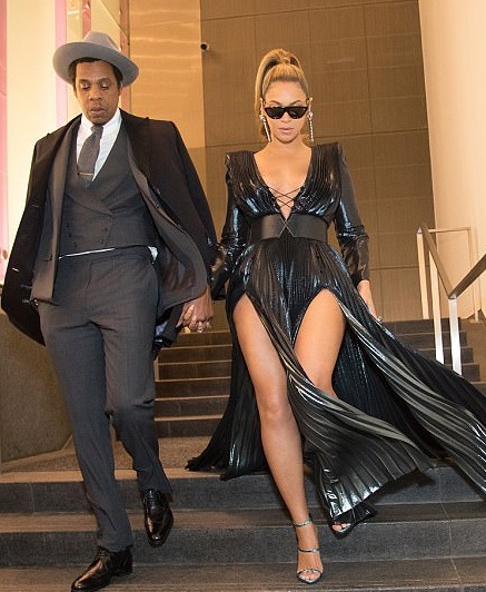 Beyonce Stuns In Thigh-Split Dress As She Accompanies Jay-Z To Roc ...