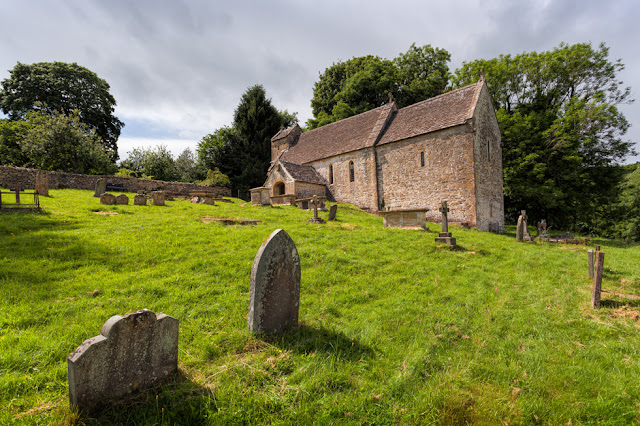 Cotswold village church of St. Micheal's in Duntisbourne Rouse in the Cotswolds