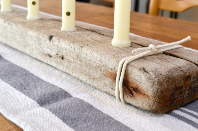 Driftwood board with candles