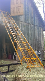 Eclectic Red Barn: Conveyor belt for loadiing hay to loft
