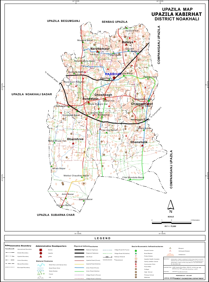 Kabirhat Upazila Map Noakhali District Bangladesh