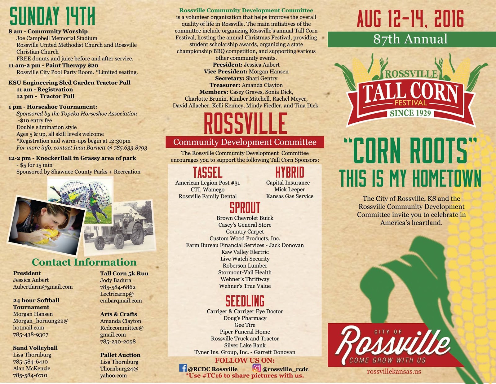 Rossville KS Alumni News Tall Corn Festival Aug. 1214