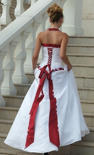 Goalpostlk White  and Red  Wedding  Dresses 
