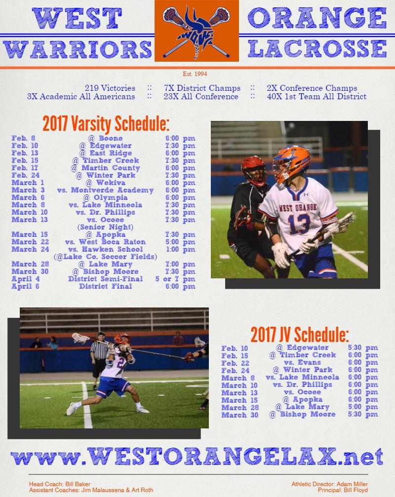 West Orange Lacrosse Schedule