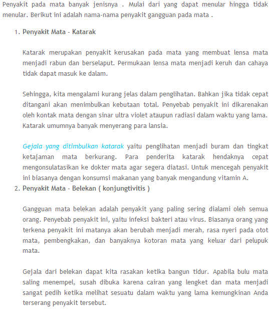Macam-macam Penyakit Mata dan gejala dan Cara Pencegahannya