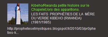 Kibeho/Rwanda petite histoire sur le Chapelet,lors des apparitions.