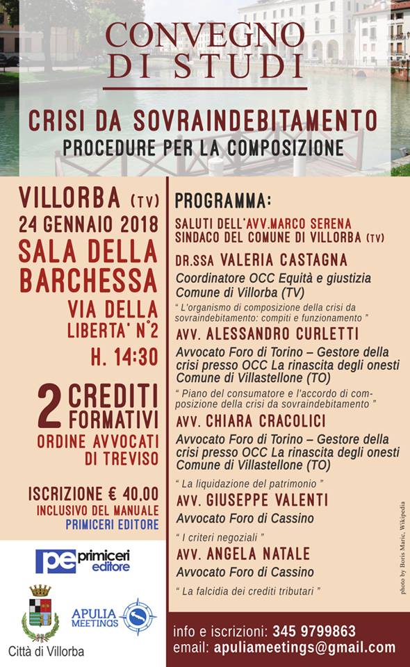 Convegni: a Treviso 'Le procedure per la composizione delle crisi da sovraindebitamento'