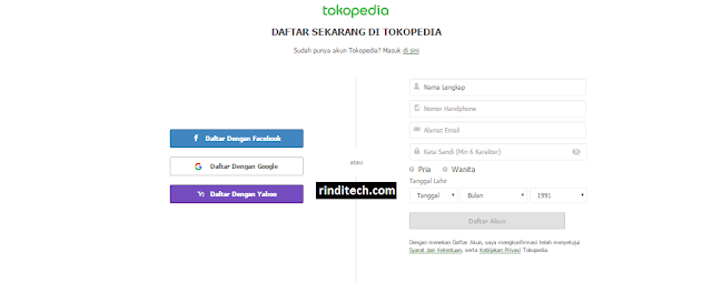 Cara Lengkap Daftar (Membuat Akun) di Tokopedia