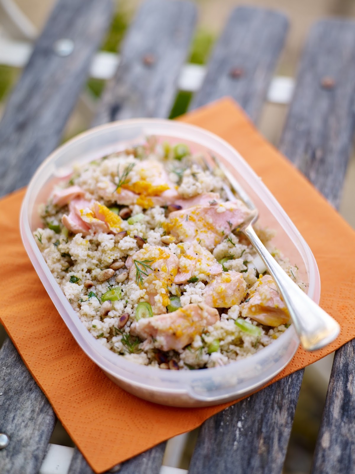 Salmon and Herby Couscous with Orange Dressing, Dinner Recipe
