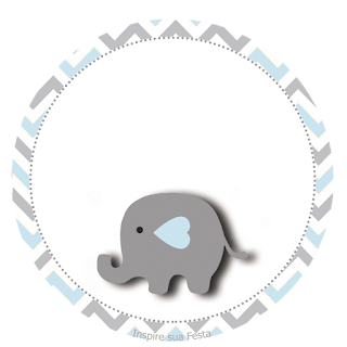 Baby Elephant in Grey and Light Blue Chevron Toppers or Free Printable Candy Bar Labels.