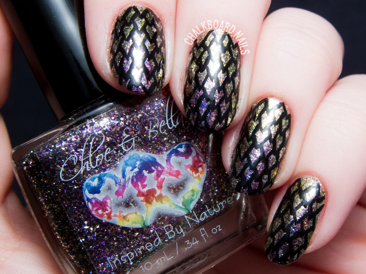 Dragon Scale Nail Art with Chloe & Bella | Chalkboard Nails | Nail Art Blog