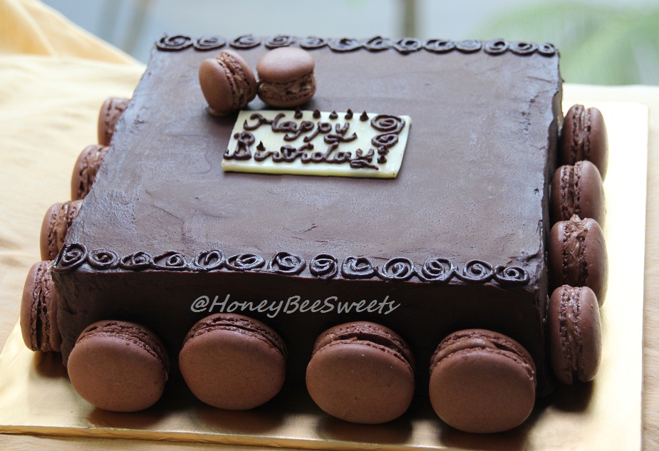 Honey Bee Sweets Hazelnut Opera Cake with Chocolate Hazelnut Macarons