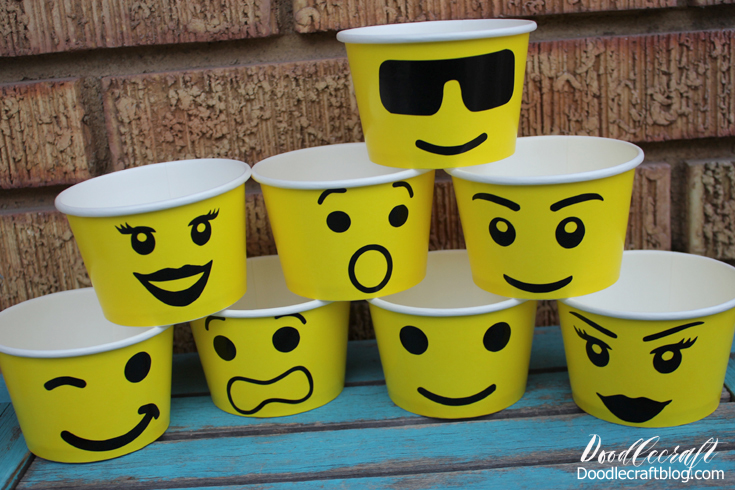 LEGO Paper Cup Faces Party Favors