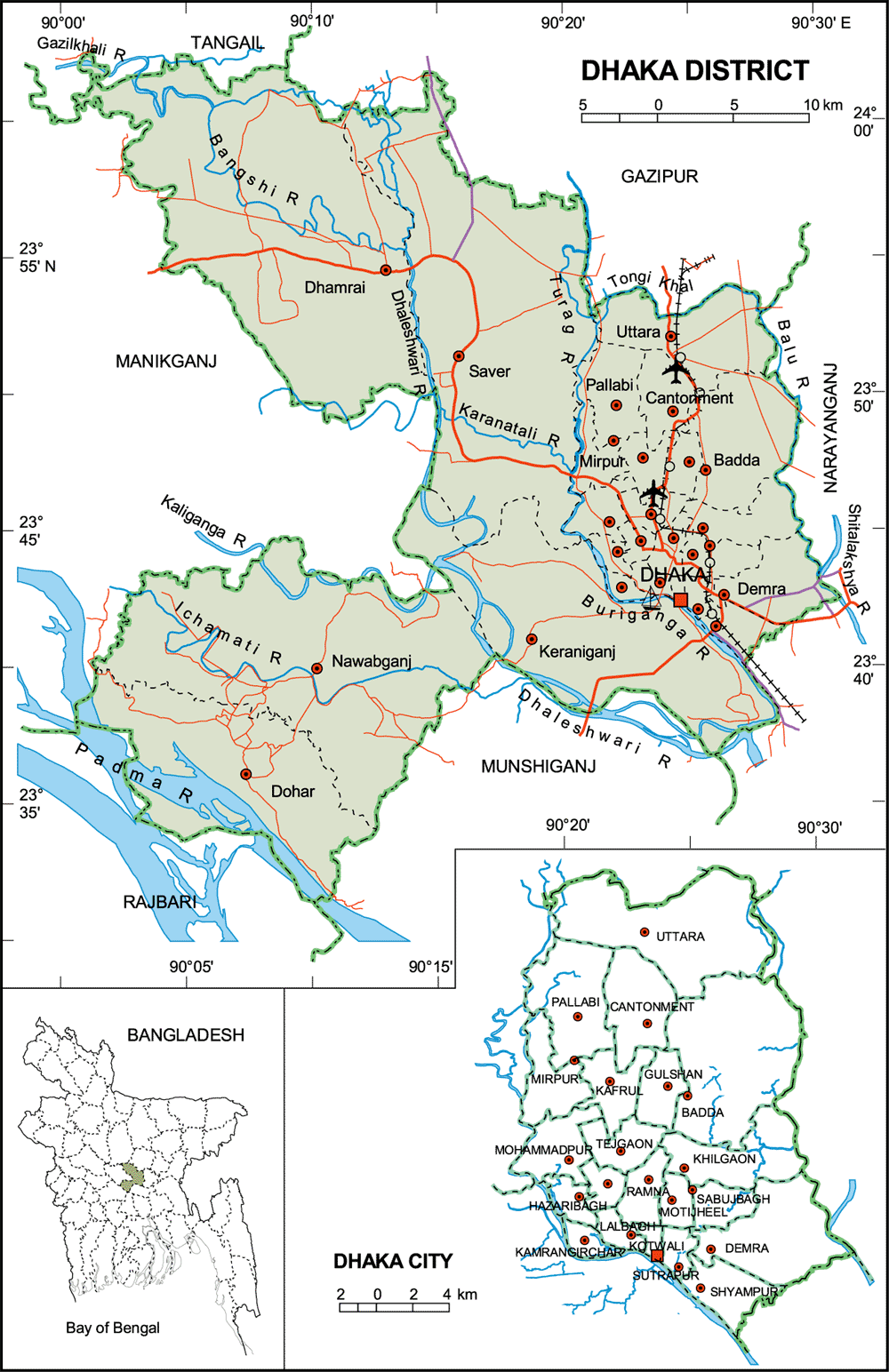 Maps of Bangladesh: Dhaka District