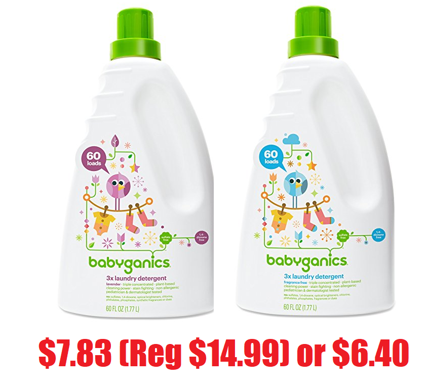 60oz Babyganics 3X Concentrated Baby Laundry Detergent, Fragrance Free