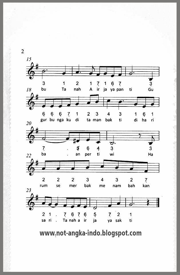 Not Angka Lagu Gugur Bunga