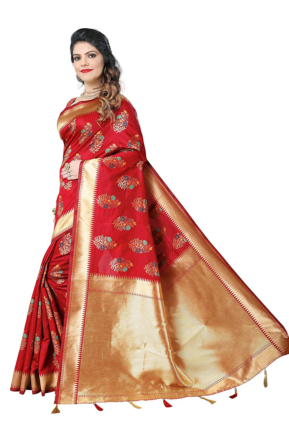 Silky Sarees Women Banarasi Silk Saree With Heavy Blouse Piece