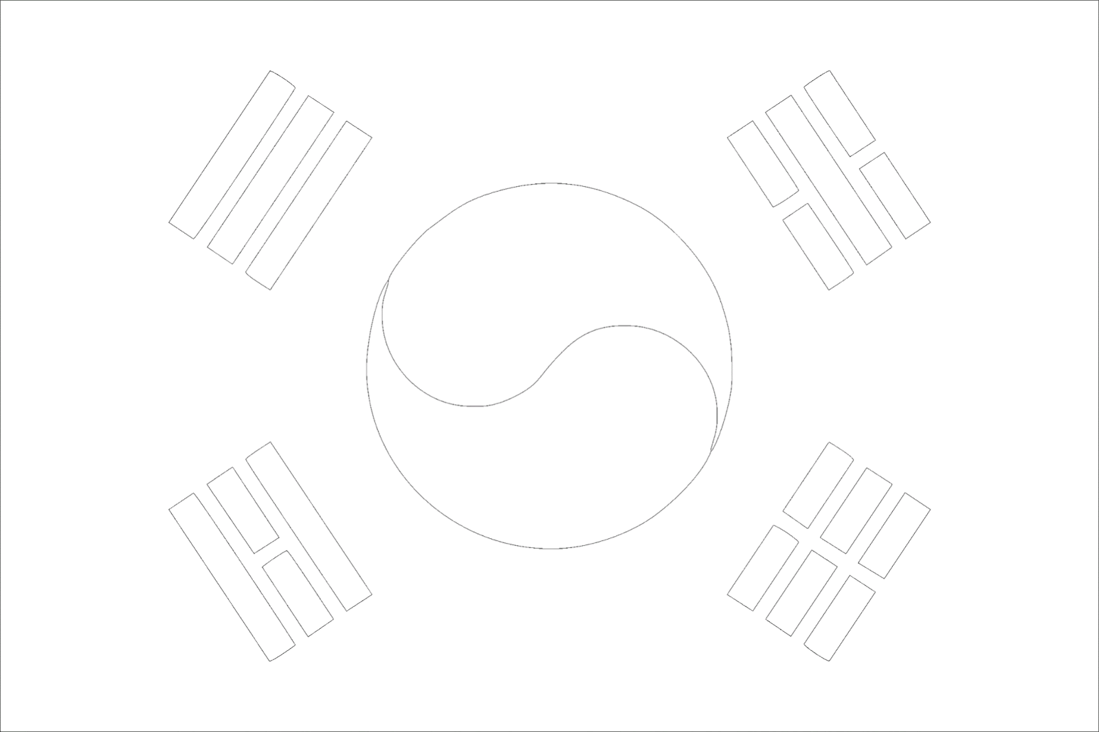 Mewarnai Gambar Bendera Negara Korea Selatan - Contoh Anak PAUD