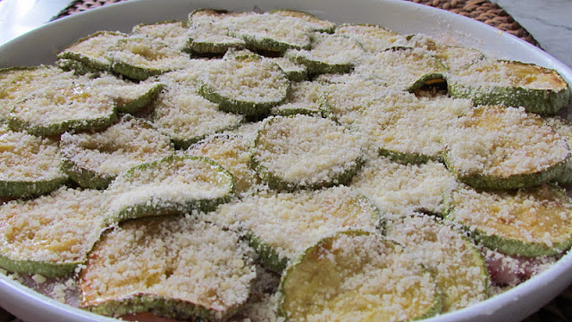 spatula fish and courgettes with a sprinkling of Asiago