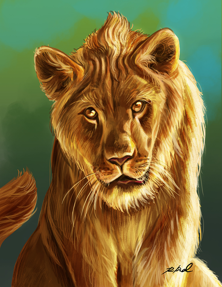 R Kamal Art Young Lion and bee eater