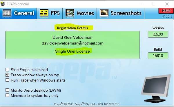 Fraps 3 5 9 Registered Ultimate - Download Free Apps