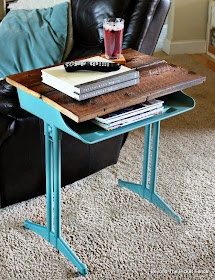 fusion mineral paint, reclaimed wood, barn wood, desk, upcycled, furniture, beyond the picket fence, http://bec4-beyondthepicketfence.blogspot.com/2015/04/project-challenge-furniture-school-desk.html
