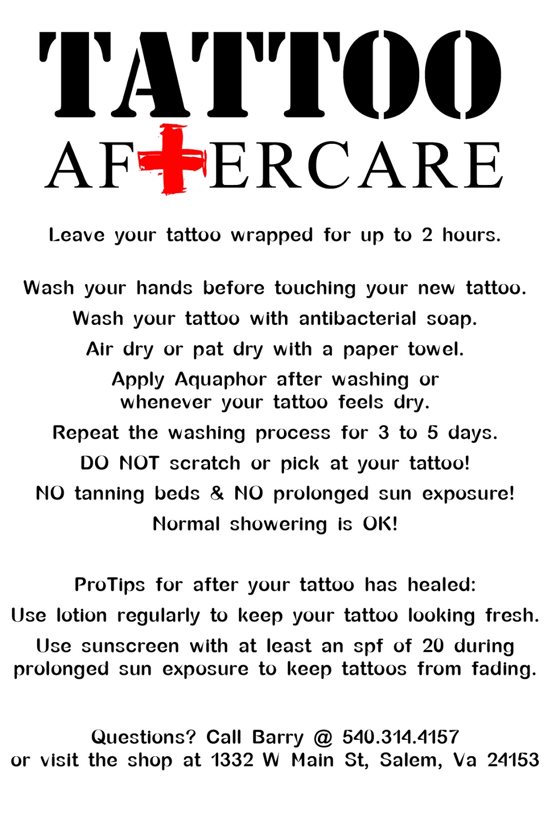 Image Gallery tattoo care