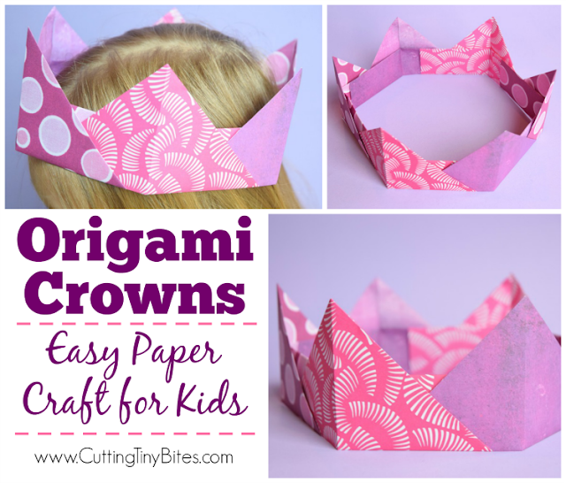Origami Crown- Easy Paper Craft For Kids. Simple Japanese paper folding, suitable for kindergartners or early elementary. Great for fine motor development!