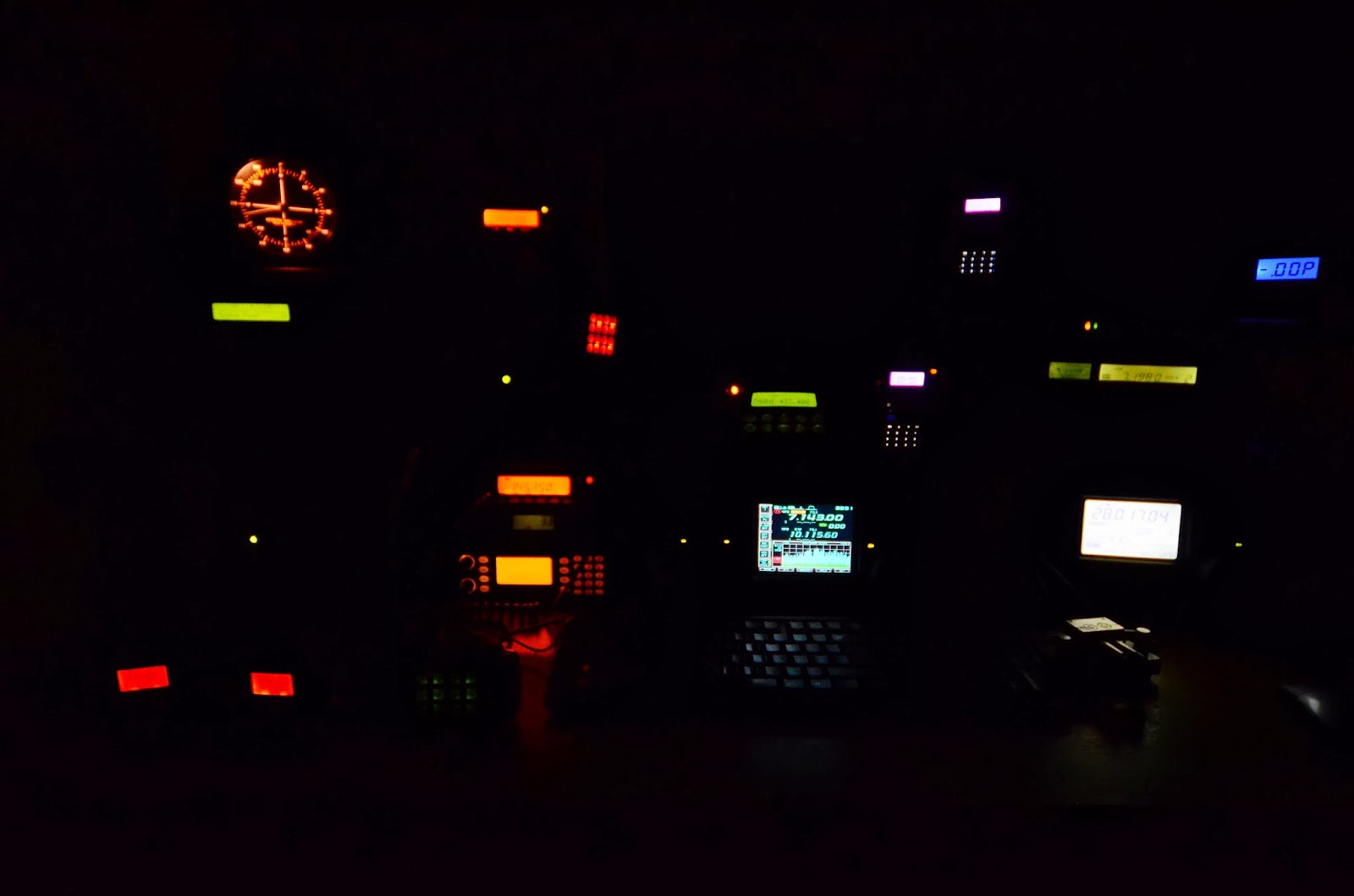 Ham Radio Ireland EI2KC Photo of the radio shack all lit up at night