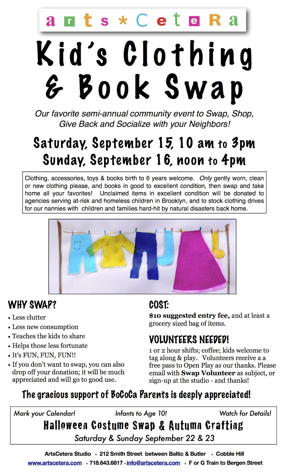 Pardon Me For Asking ArtsCetera's Kid's Clothing & Book Swap This WeekEnd