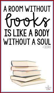 picture of stack of books with Cicero quote: A room without books is like a body without a soul
