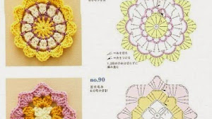 Flores tejidas con ganchillo estilo crochet japonés - con esquema