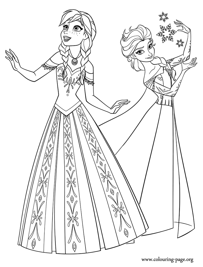 Tranh tô màu Elsa và Anna 6