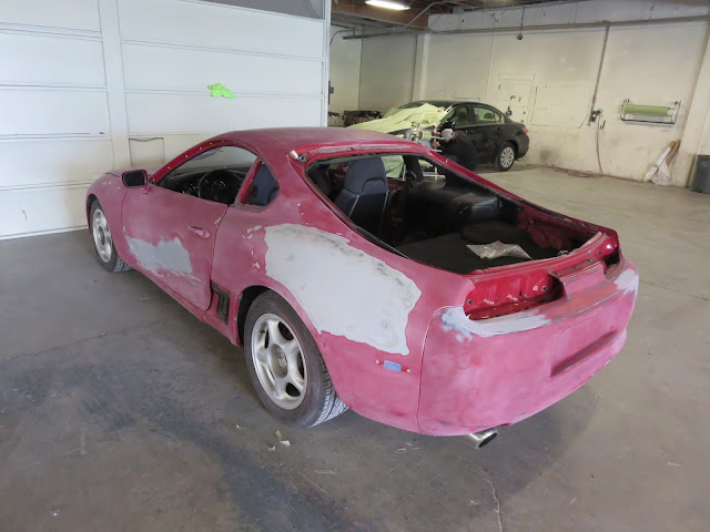 Surface reconditioning & sanding prior to paint on 1995 Toyota Supra at Almost Everything Auto Body