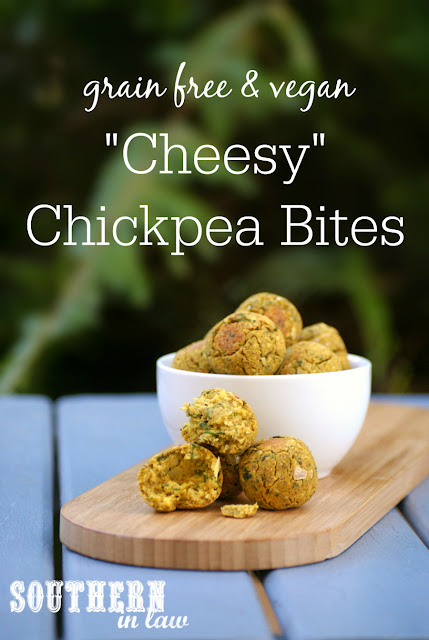 Grain Free Cheesy Chickpea Bites Recipe with Nutritional Yeast - low fat, gluten free, vegan, grain free,  healthy, clean eating recipe
