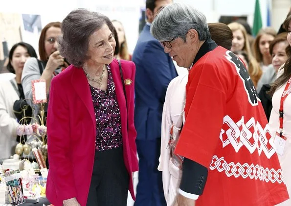 Queen Sofia of Spain attended the opening of the 23rd Diplomatic Charity Bazaar organized by AECID at the Municipal Conference Centre in Madrid