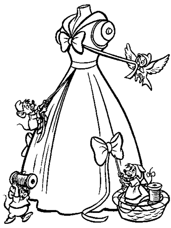 Gambar Mewarnai Cinderella Putri Cantik Walt Disney 