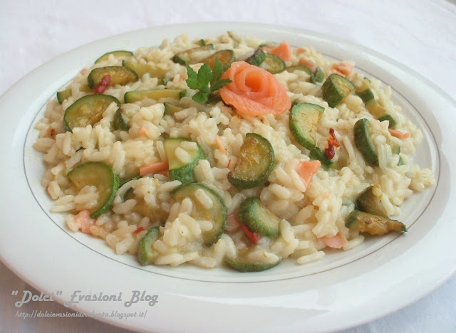 Risotto  alle Zucchine e Salmone Affumicato 